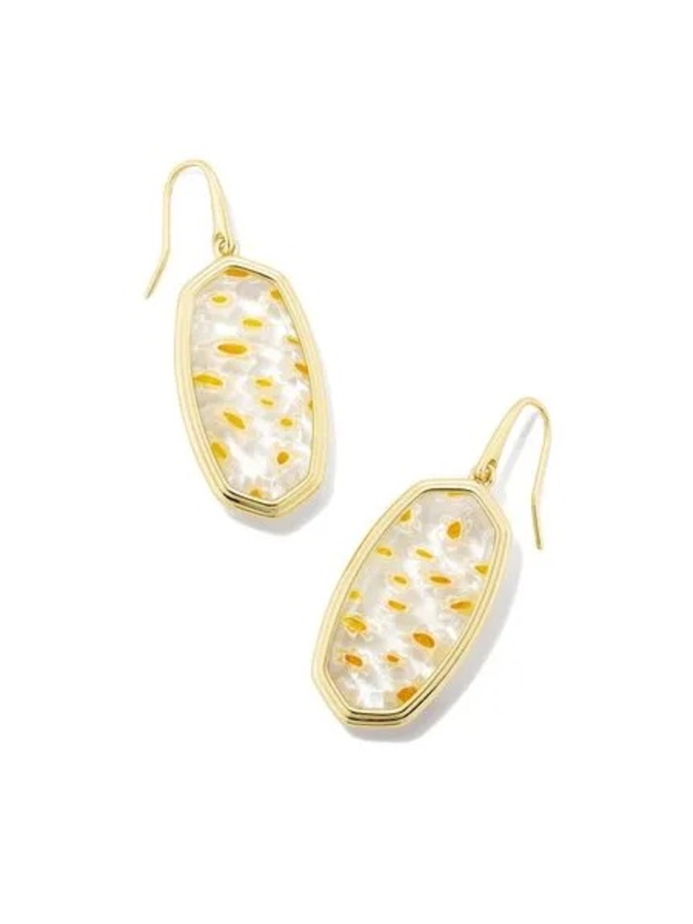 Kendra Scott Framed Elle Drop Earrings White Mosaic Glass